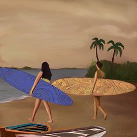 Coucher de soleil sur les vagues tropicales sur Osheensgallery