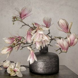 Still life with flowers. Magnolia. Pink. Spring. by Alie Ekkelenkamp