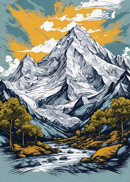 Majestueuze berg van Randy Barbara