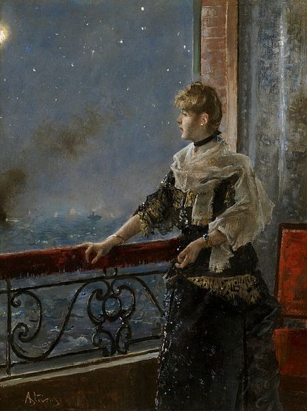 ALFRED STEVENS,Moonlight by finemasterpiece