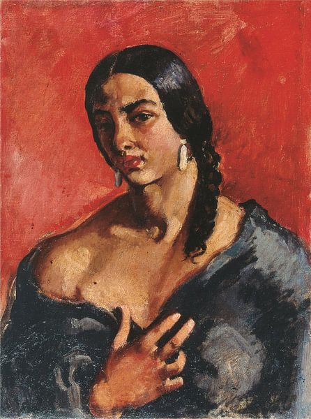 Amrita Sher-gil, Self-portrait with red background, c. 1930s by Atelier Liesjes