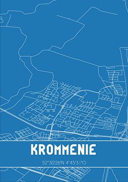 Blauwdruk | Landkaart | Krommenie (Noord-Holland) van Rezona