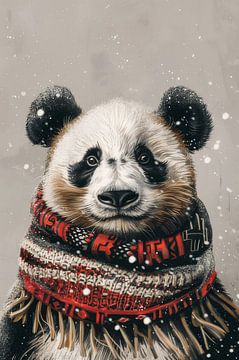 Winterse Warmte - Panda in Sneeuw van Eva Lee