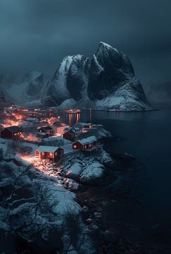Betoverend winterpanorama op de Lofoten van fernlichtsicht