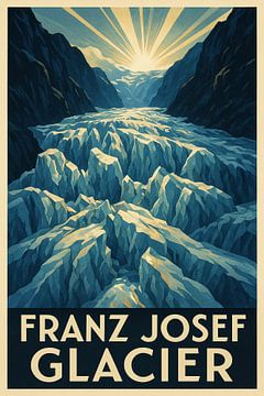 Franz Josef Gletscher Sonnenaufgang - Vintage Ice Valley Poster