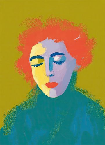 Pop-art portret: vrouw met rood haar