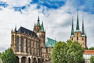 Kathedraal (links) en de Severikirche (rechts) in Erfurt, Duitsland van Gunter Kirsch thumbnail