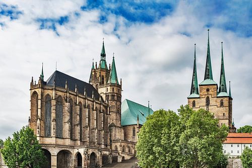 Cathedral (left) and the Severikirche (right) in Erfurt, Germany by Gunter Kirsch