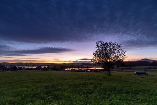 Vue sur le lac de Froschhauser et le lac de Rieg à l'aube.