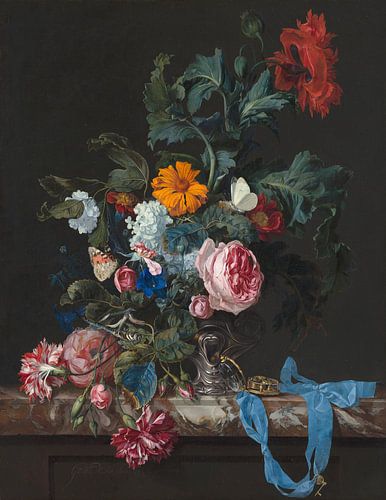Bloemstilleven met horloge, Willem van Aelst