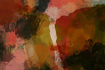 Warme abstracties in pasteltinten. Moderne abstracte kunst X van Dina Dankers