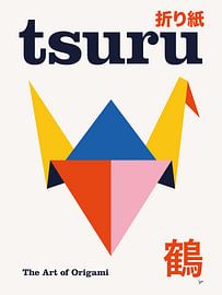 No01 Tsuru Origami Geometric Poster