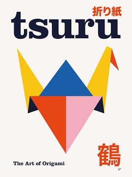No01 Tsuru Origami Geometric Poster