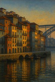 Porto's Quayside: Boats and Balconies at Dusk by Travel Shop
