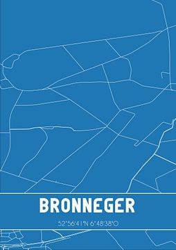 Blauwdruk | Landkaart | Bronneger (Drenthe) van Rezona