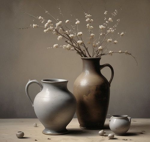 Stilleven oude meesters een vaas met droogbloemen.