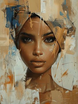 Modern and abstract portrait in earth tones by Carla Van Iersel