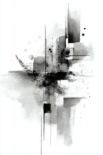 Abstract Schilderij - Zwart Wit Mysterieus en Modern