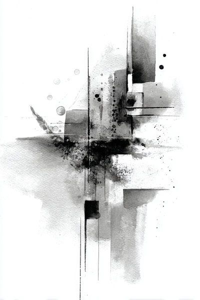Abstract Schilderij - Zwart Wit Mysterieus en Modern van Joriali Abstract
