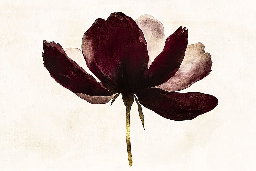 Elegante burgunderrote Blume auf Leinen von Imperial Art House