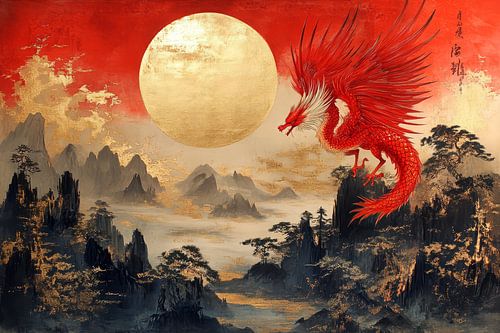 Japanse draak schilderij