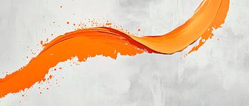Dynamic orange brushstrokes - Modern by Poster Art Shop
