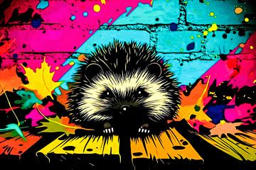 Kleurrijke egel in levendige kunst van Art & Soul Creations