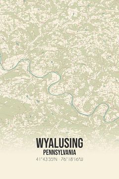 Vintage landkaart van Wyalusing (Pennsylvania), USA. van Rezona