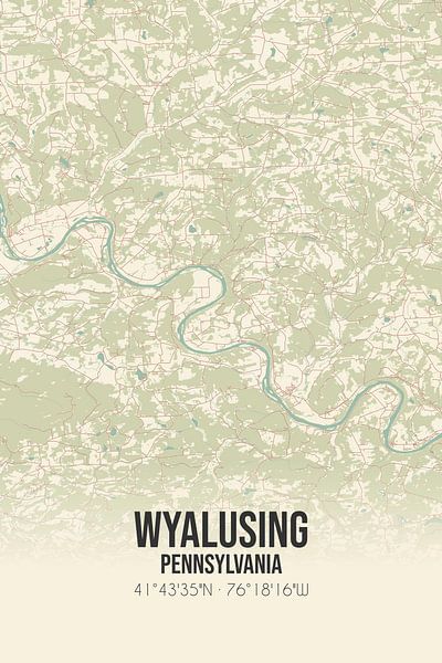 Carte ancienne de Wyalusing (Pennsylvanie), USA. par Affiches de lieux