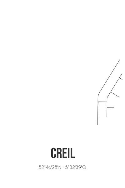 Creil (Flevoland) | Map | Black and White by Prints of Place