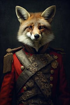 Fox in old-fashioned army clothes by Wall Wonder