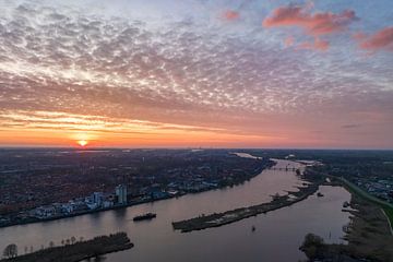 Kampen city in the IJsseldelta springtime sunset  seen from above by Sjoerd van der Wal