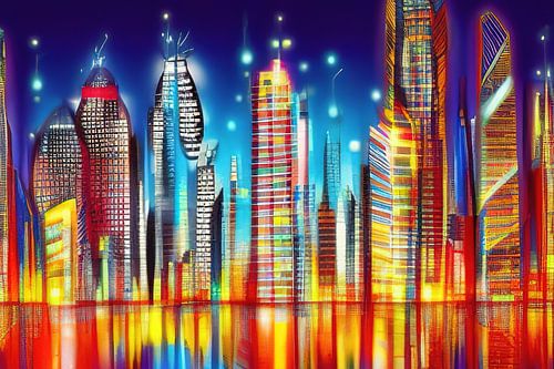 Een futuristisch kleurrijk stadsgezicht - 6