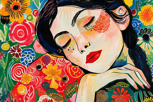 kleurrijk schilderachtig portret van vrouw