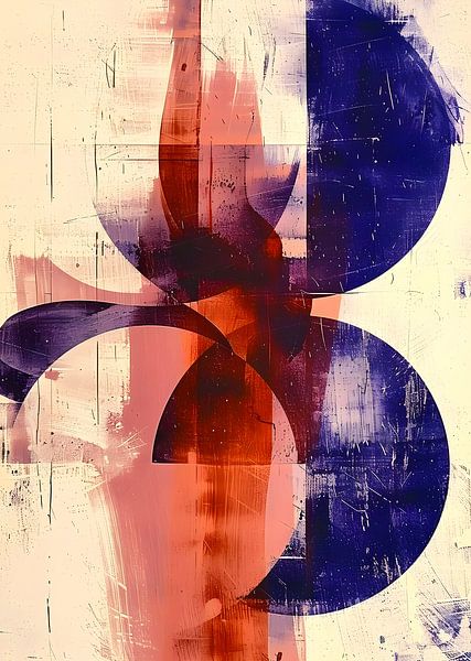 Abstract duotone patroon in aardkleuren, herfst, geometrie van Jan Bechtum