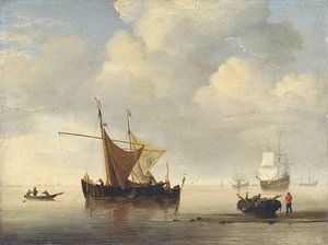Rustig aan: Twee Nederlandse schepen, Studio van Willem van de Velde