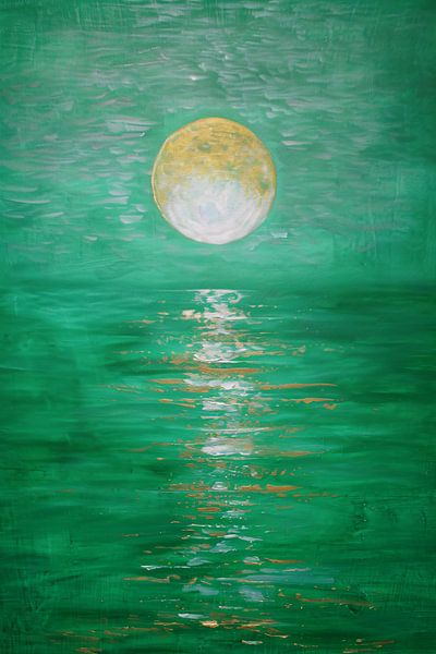 Abstrakter Sonnenuntergang mit Reflexionen auf dem Wasser von Art & Soul Creations
