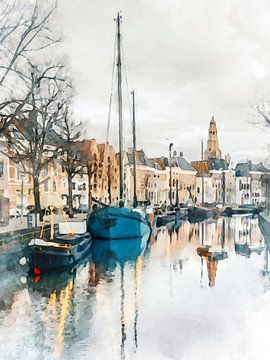 Kanal im Zentrum von Groningen.