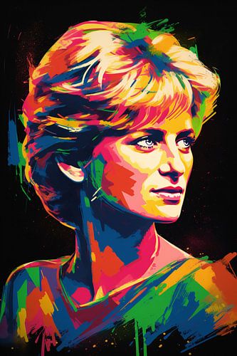 Princess Diana Abstracte Visie van Vrouwelijkheid in Kleur