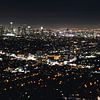 Uitzicht op Downtown Los Angeles by night van Easycopters