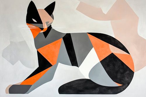 Geometric cat in a colourful style