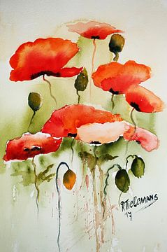 Rote Mohnblumen von Rita Tielemans Kunst