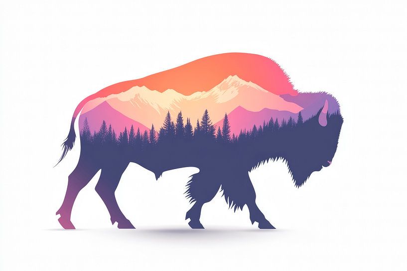 Bison in der Natur von Poster Art Shop