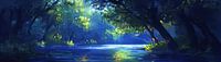 Modern Abstract Meer | Shadows Mingle Light van Abstract Schilderij thumbnail