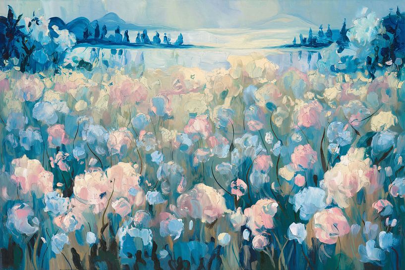 Zartes Blumenfeld in Pastellfarben von Imperial Art House