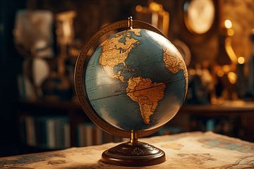 Old retro globe with a map in the background by Animaflora PicsStock