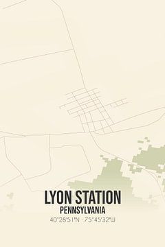 Alte Karte von Lyon Station (Pennsylvania), USA. von Rezona