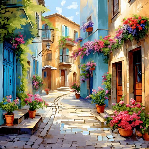 Gemütliche, bunte Straße