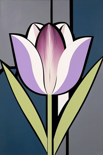 Paarse abstracte tulp kunstwerk
