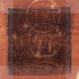 Modern abstract painting in warm terracotta. Retro style by Dina Dankers